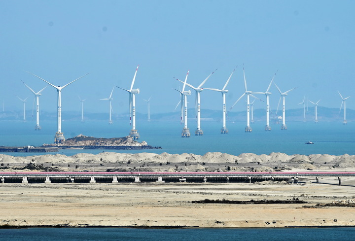 2021年3月9日，三峽福清興化灣海上風電場。新華社記者 林善傳 攝