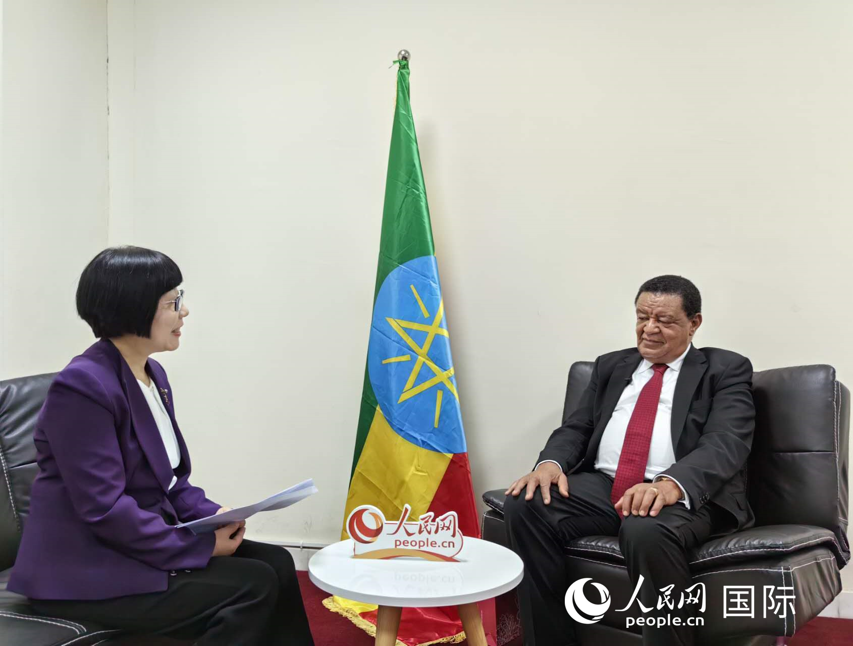 穆拉圖·特肖梅接受人民網(wǎng)記者唐維紅采訪。人民網(wǎng)記者 陳星星攝