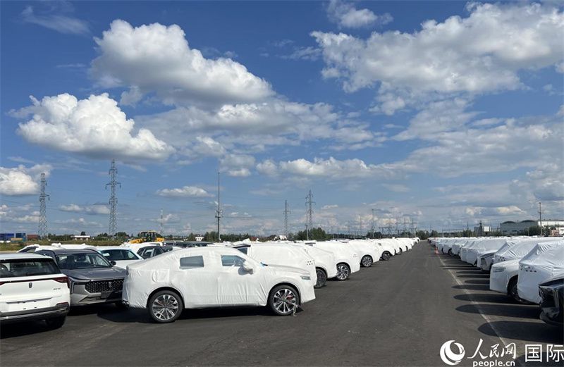 莫斯科別雷拉斯特物流中心內(nèi)的中國(guó)品牌汽車。人民網(wǎng)記者 申佳平攝