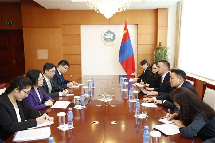 10月31日，中國(guó)駐蒙古國(guó)大使沈敏娟到任拜會(huì)蒙政府辦公廳主任兼蒙古人民黨總書(shū)記阿瑪爾巴伊斯格楞。中國(guó)駐蒙古使館供圖