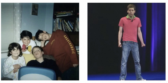 左為童年奧特曼與兄弟姐妹的合影。右為23歲時的奧特曼。圖源：Youtube