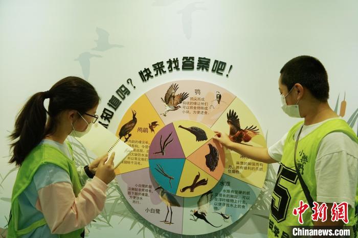 圖為小朋友在青海西寧湟水國(guó)家濕地公園科普館內(nèi)參觀學(xué)習(xí)。　馬銘言 攝