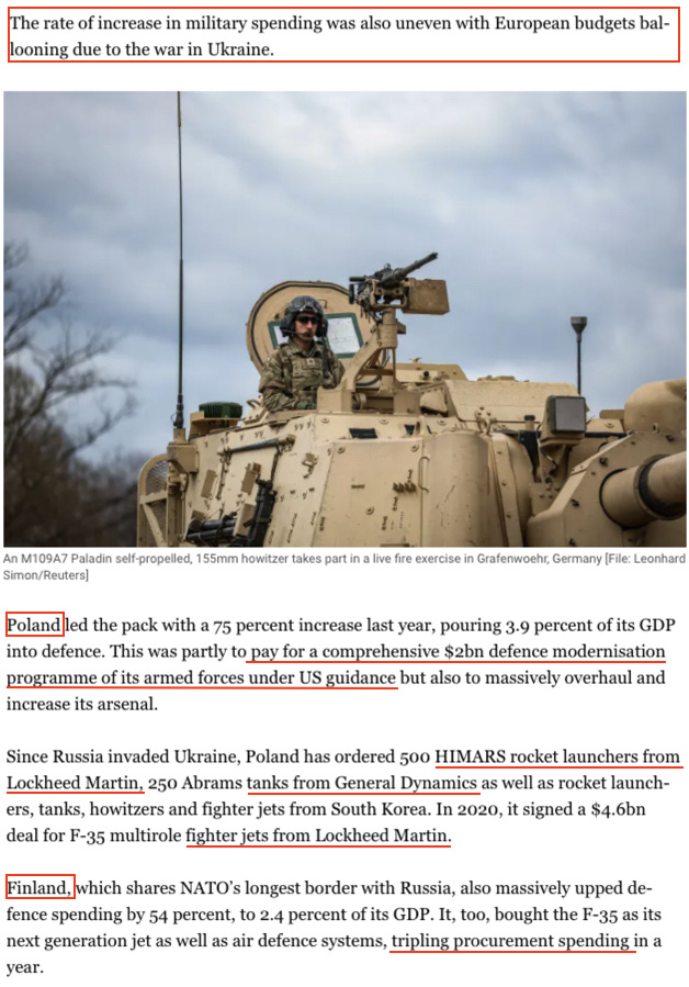 “美式拱火”持續(xù) 北約成員國(guó)成軍費(fèi)增長(zhǎng)大戶(hù)