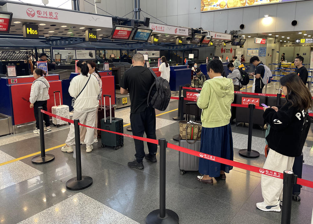 旅客在首都機場排隊辦理登機手續(xù)。人民網(wǎng)記者 喬雪峰攝
