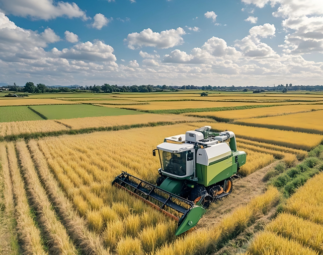 河南省信陽市羅山縣水稻種植戶抓住有利天氣搶收水稻。黃錢錢攝