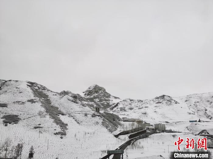圖為青海省東南部的青沙山區(qū)域銀裝素裹。　張?zhí)砀?攝