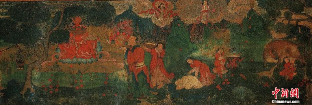 14世紀(jì)唐卡卷軸畫(huà)《女神》局部。<a target='_blank' href='/'><p  align=