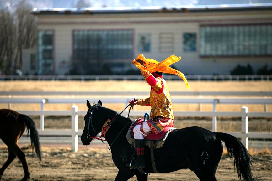 藏歷新年，精彩的馬術(shù)表演。張靜攝