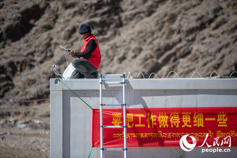 長(zhǎng)所鄉(xiāng)森嘎村村民的牲畜在食用新鮮飼草。人民網(wǎng)記者 郝潔攝