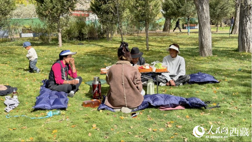 圖為市民在公園內(nèi)聚會。人民網(wǎng)記者 次仁羅布攝